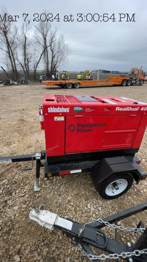 2023 Shindaiwa DGW400MDL Kubota D902 Engine, 23 HP, Dual Op Welder, Wire, Arc, Droop Stick, Tig, and CC Stick Functionality, Simulphase, 3 Phase and 1 Phase Gen Output, Single Axle NB Trlr, Slr Trckl Chrg 12V 12W, Fire Ext, T3