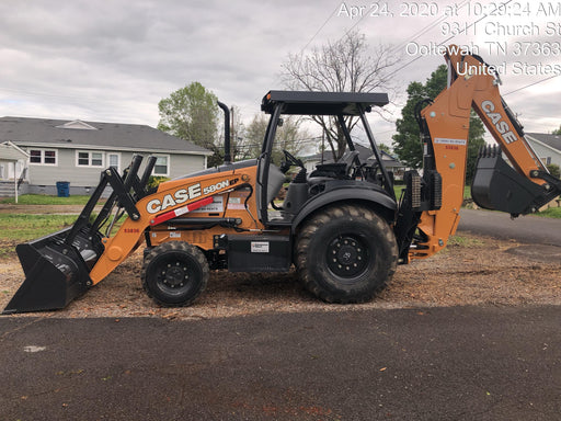 2019 Case 580N EP Canopy, 4WD, 1-Way Aux Hydraulics, Pilot Controls, Ride Control and Loader Aux Hydraulics, 900 LB. Front CWT, 82" HD LONG LIP (1 CU. YD.) W/BOCE AND LIFT EYES, FLIP OVER/STABILIZER PADS COMB