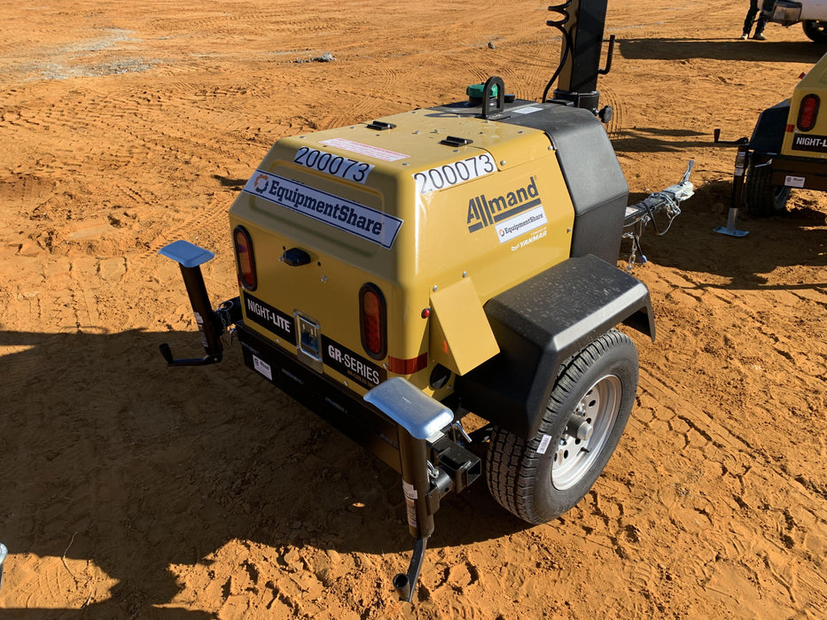 2022 Allmand NLV3GR (4) LED Light Fixture 350W, 23' Vertical Mast, 3kW Prime, Towable, Deep Sea L401, Leveling Jacks, Yanmar T4F 5.8hp