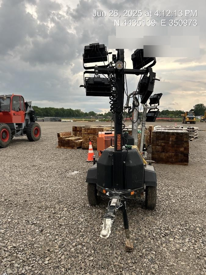 2022 Allmand NLV3GR (4) LED Light Fixture 350W, 23' Vertical Mast, 3kW Prime, Towable, Deep Sea L401, Leveling Jacks, Yanmar T4F 5.8hp