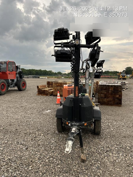 2022 Allmand NLV3GR (4) LED Light Fixture 350W, 23' Vertical Mast, 3kW Prime, Towable, Deep Sea L401, Leveling Jacks, Yanmar T4F 5.8hp