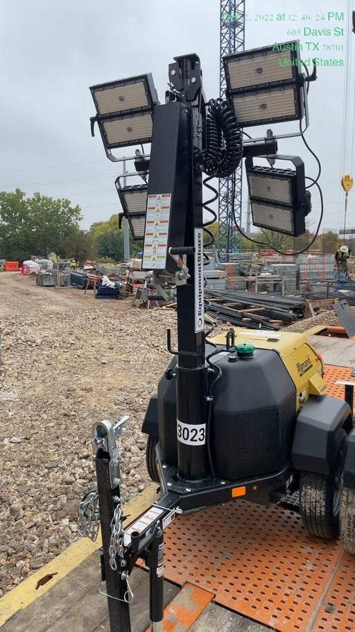 2022 Allmand NLV3GR (4) LED Light Fixture 350W, 23' Vertical Mast, 3kW Prime, Towable, ES Decals, T3