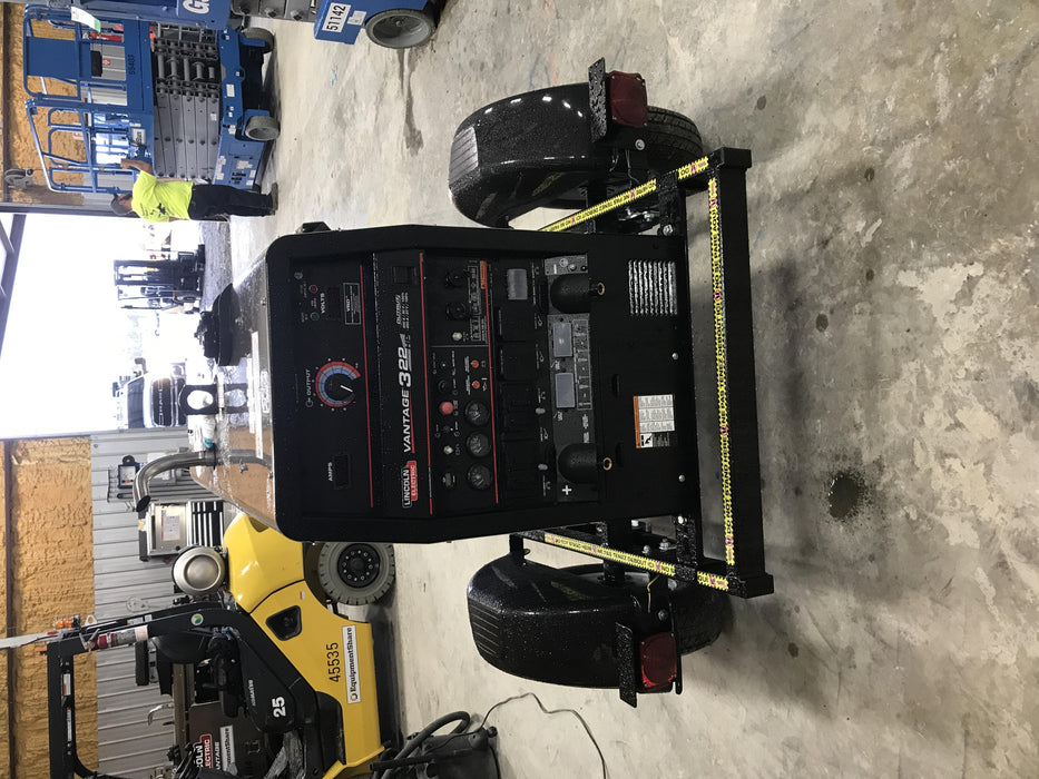 2019 Lincoln Electric Vantage 322 Welder Ready-Pak 3, Two wheel trailer, Fender and Light kit, Cable Rack