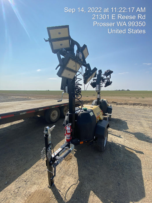 2020 Allmand NLV3GR (4) LED Light Fixture 350W, 23' Vertical Mast, 3kW Prime, Towable, Deep Sea L401, Leveling Jacks, Yanmar T4F 5.8hp