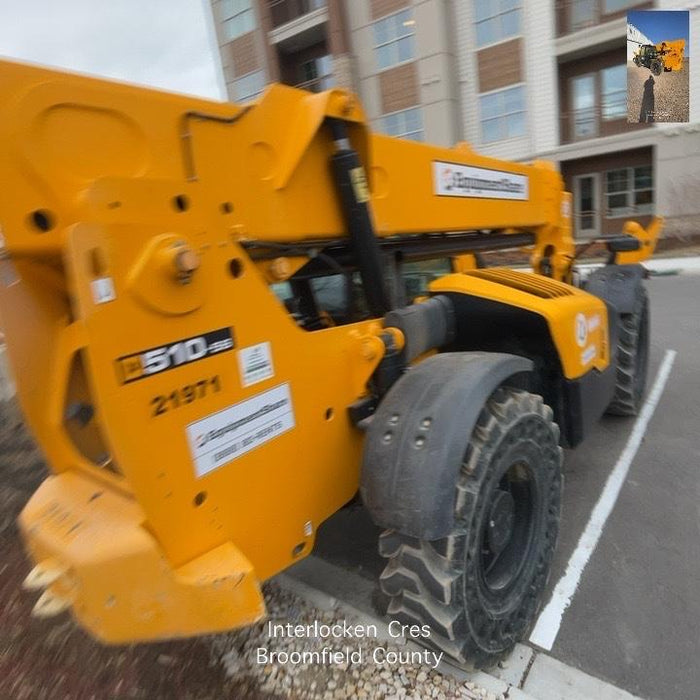 2018 JCB 510-56 JCB 510-56 Telehandler 74 HP w/CAB/HVAC, Beacon, Worklights, Aux Hydraulics, Solid Tires, 60" Carriage/Forks