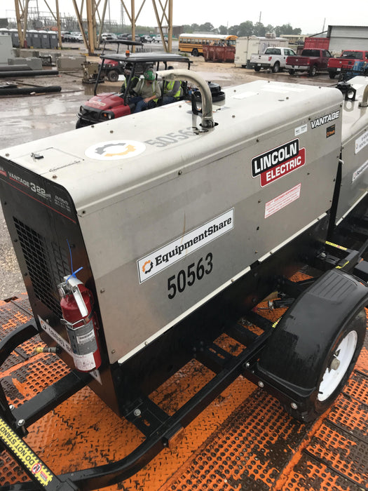 2019 Lincoln Electric Vantage 322 Welder Ready-Pak 3, Two wheel trailer, Fender and Light kit, Cable Rack