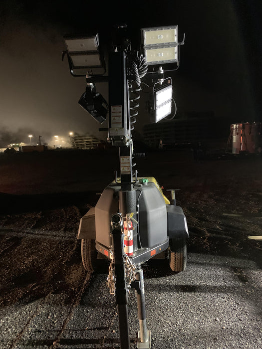 2020 Allmand NLV3GR (4) LED Light Fixture 350W, 23' Vertical Mast, 3kW Prime, Towable, Deep Sea L401, Leveling Jacks, Yanmar T4F 5.8hp