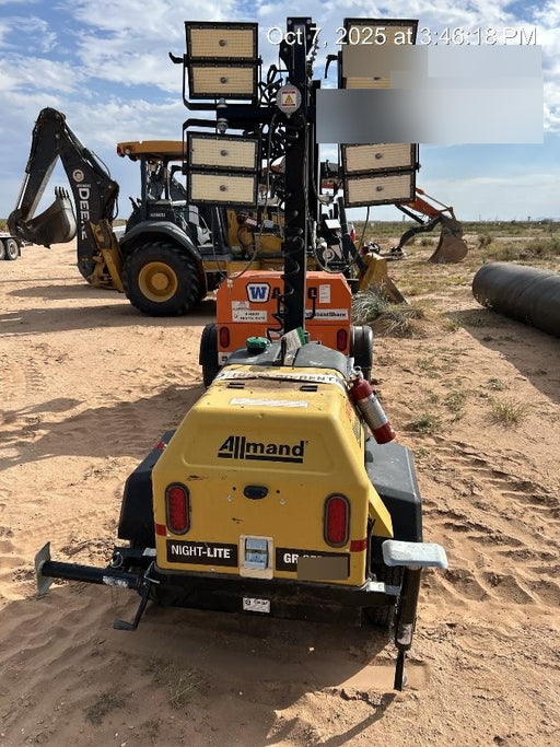 2022 Allmand NLV3GR (4) LED Light Fixture 350W, 23' Vertical Mast, 3kW Prime, Towable, ES Decals, T3