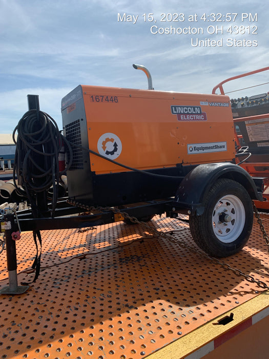 2021 Lincoln Electric Vantage 322 Vantage 322 Ready Pak 3 w/ Decals, ORANGE (includes trailer, cable rack, fender light kit) NO Telematics