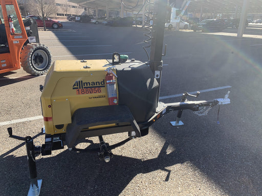 Allmand NLV3GR (4) LED Light Fixture 350W, 23' Vertical Mast, 3kW Prime, Towable, Deep Sea L401, Leveling Jacks, Yanmar T4F 5.8hp