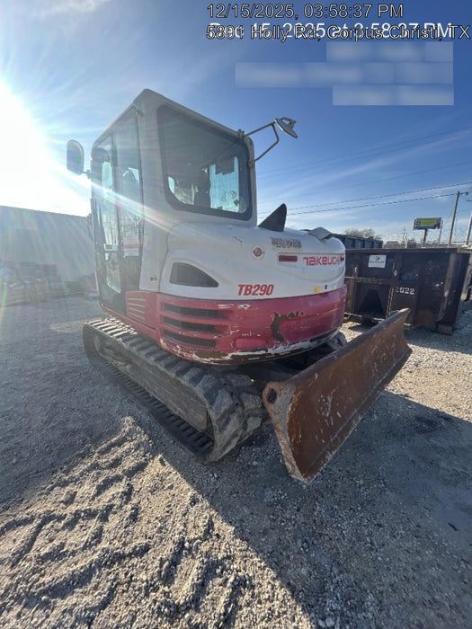 2019 Takeuchi TB290 Cab/Heat/AC w/Rubber Tracks, Auxiliary Hydraulics, Dozer Blade, Manual QC, 18/24/36" Buckets, Hydraulic Thumb Installed