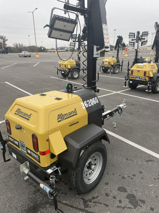 2022 Allmand NLV3GR (4) LED Light Fixture 350W, 23' Vertical Mast, 3kW Prime, Towable, ES Decals, T3