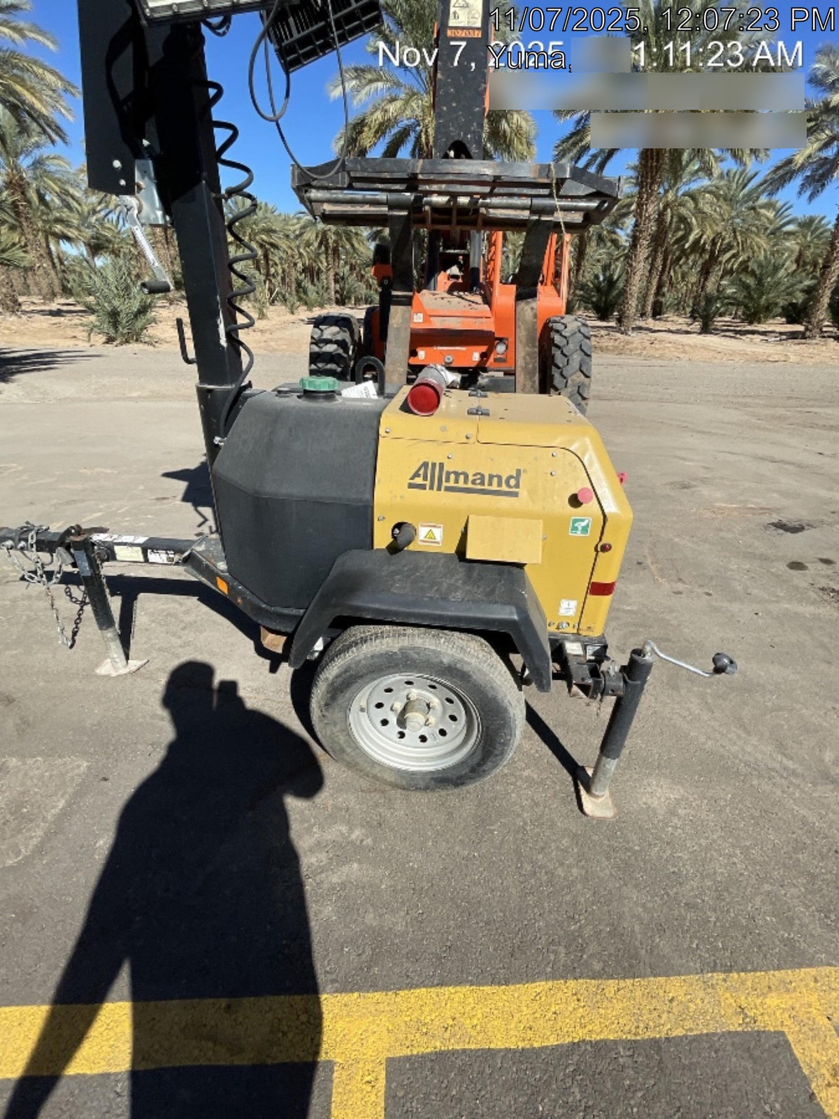 2022 Allmand NLV3GR (4) LED Light Fixture 350W, 23' Vertical Mast, 3kW Prime, Towable, Deep Sea L401, Leveling Jacks, Yanmar T4F 5.8hp