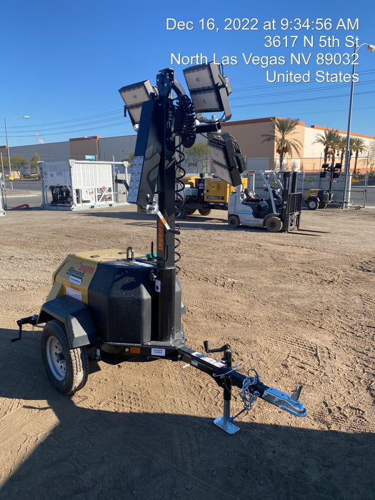 2022 Allmand NLV3GR (4) LED Light Fixture 350W, 23' Vertical Mast, 3kW Prime, Towable, ES Decals, T3