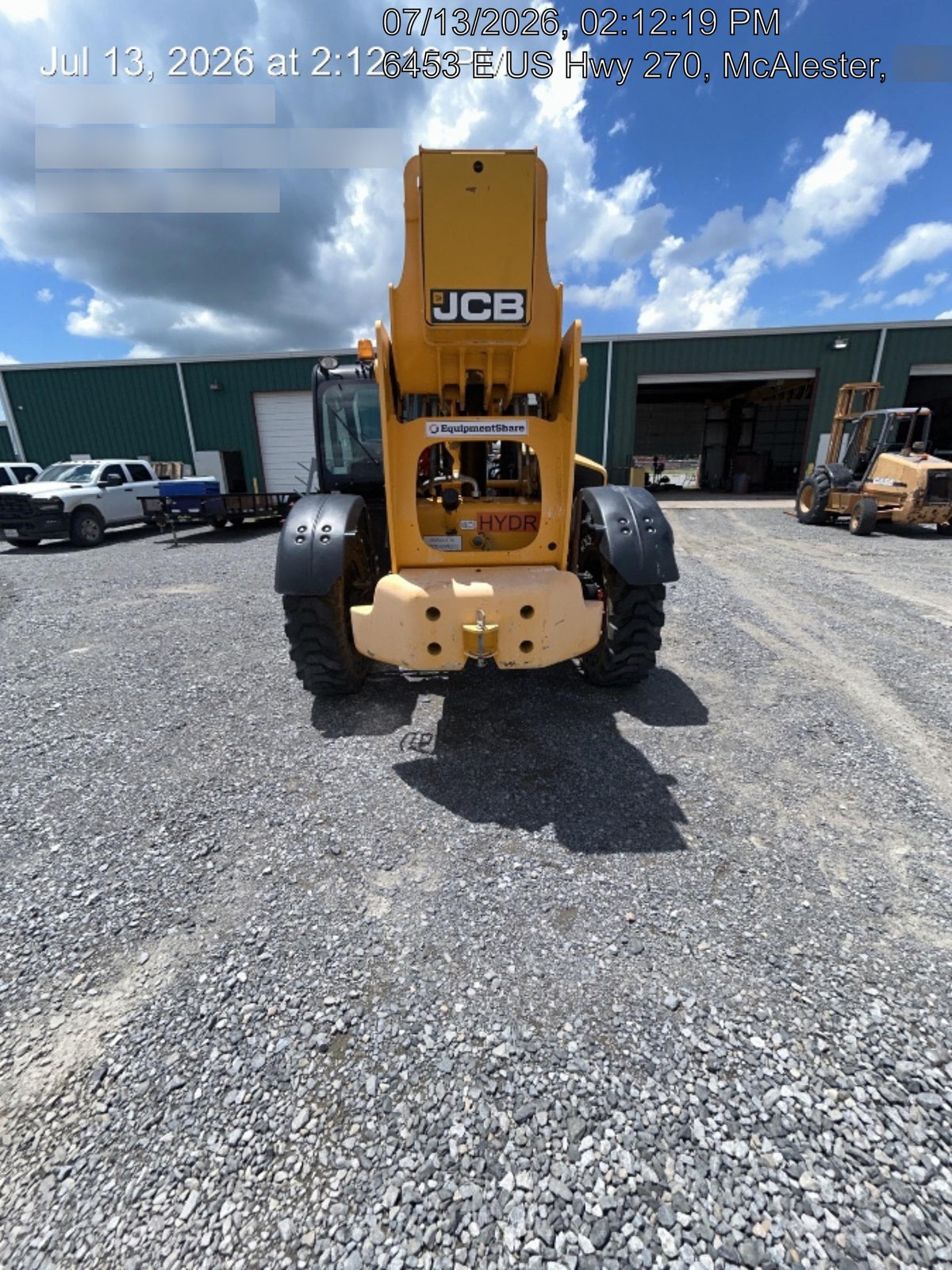 2019 JCB 512-56 Cab/Heat/Air, 109 HP, Solid Tires, STD Worklight, Beacon, Aux Hydraulics, Lifting Eye, Back up Alarm w/66" Carriage/60" Forks
