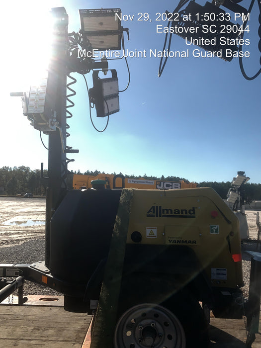 2022 Allmand NLV3GR (4) LED Light Fixture 350W, 23' Vertical Mast, 3kW Prime, Towable