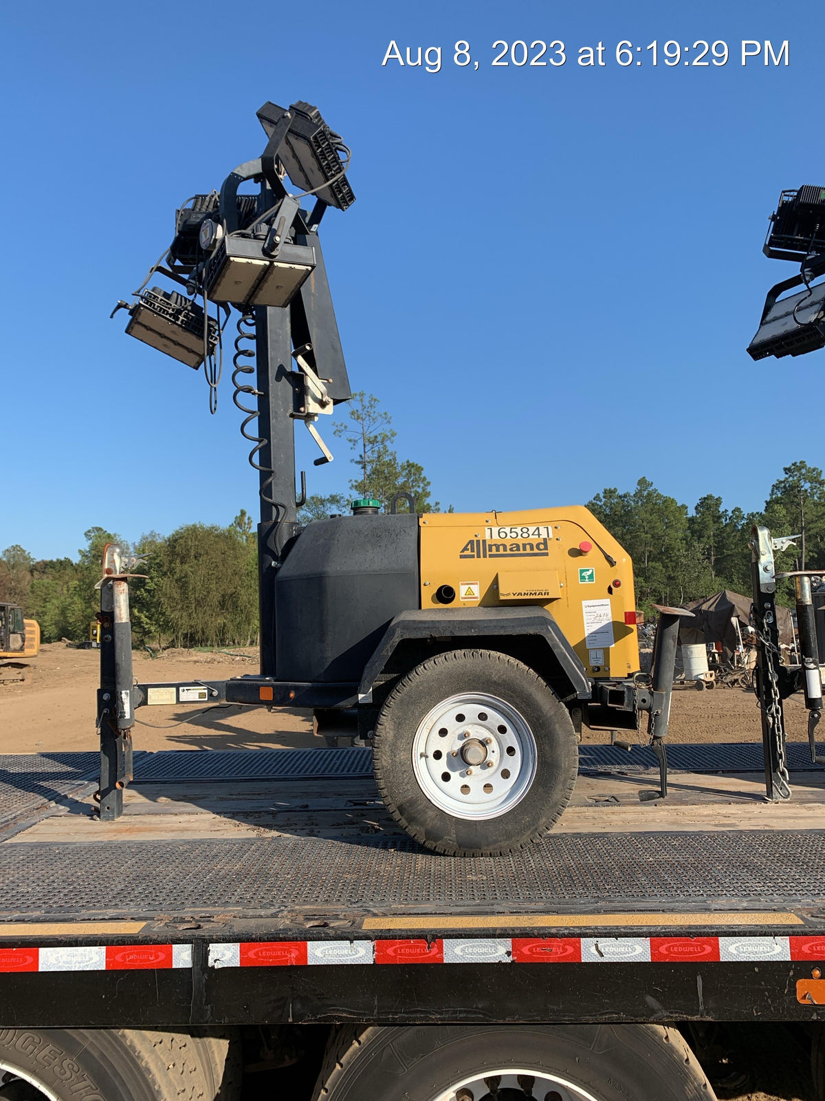 2022 Allmand NLV3GR (4) LED Light Fixture 350W, 23' Vertical Mast, 3kW Prime, Towable, Deep Sea L401, Leveling Jacks, Yanmar T4F 5.8hp