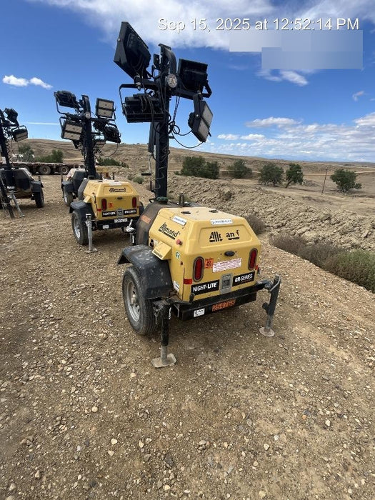 2022 Allmand NLV3GR (4) LED Light Fixture 350W, 23' Vertical Mast, 3kW Prime, Towable, ES Decals, T3