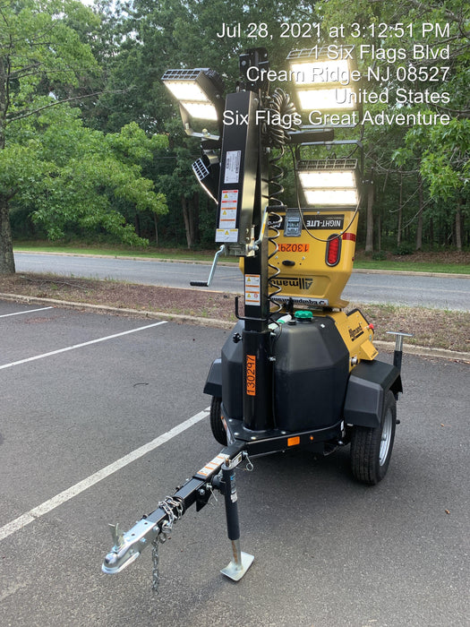 2021 Allmand NLV3GR (4) LED Light Fixture 350W, 23' Vertical Mast, 3kW Prime, Towable, Deep Sea L401, Leveling Jacks, Yanmar T4F 5.8hp