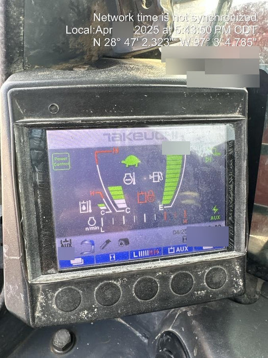 2019 Takeuchi TL10V2-CR Cab/Heat/AC, Rubber Tracks, Backup Alarm, Front & rear working Lights, Auxiliary Hydraulics, 2 Speed Travel, Engine Monitoring System, Hydraulic universal quick hitch w/76" HD smooth dirt bucket with bolt-on edge, 20.3 cubic feet capacity, 48" Pallet forks and frame