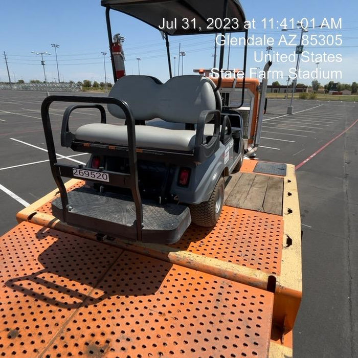 2022 Club Car CA100E Canopy, Fold down Windshield, Beacon, Back up Alarm, All-Trail Trials, HD 8 V Batteries, Trailer Hitch and Ball