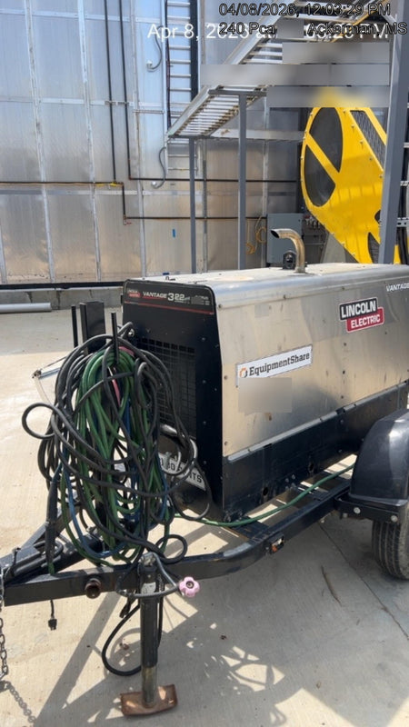 2019 Lincoln Electric Vantage 322 Ready-Pak 3, Two Wheel Trailer, Fender and Light Kit, Cable Rack