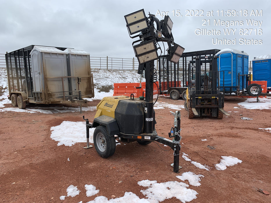 2022 Allmand NLV3GR (4) LED Light Fixture 350W, 23' Vertical Mast, 3kW Prime, Towable, Deep Sea L401, Leveling Jacks, Yanmar T4F 5.8hp