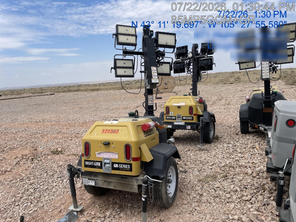 2021 Allmand NLV3GR (4) LED Light Fixture 350W, 23' Vertical Mast, 3kW Prime, Towable, Deep Sea L401, Leveling Jacks, Yanmar T4F 5.8hp