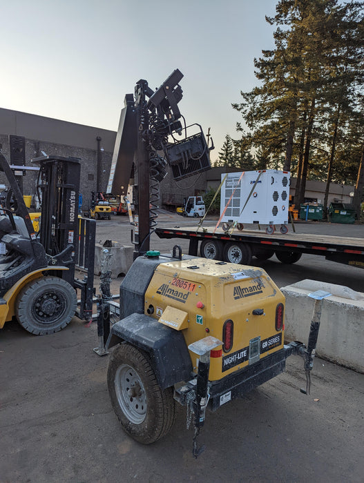 2022 Allmand NLV3GR (4) LED Light Fixture 350W, 23' Vertical Mast, 3kW Prime, Towable, Deep Sea L401, Leveling Jacks, Yanmar T4F 5.8hp