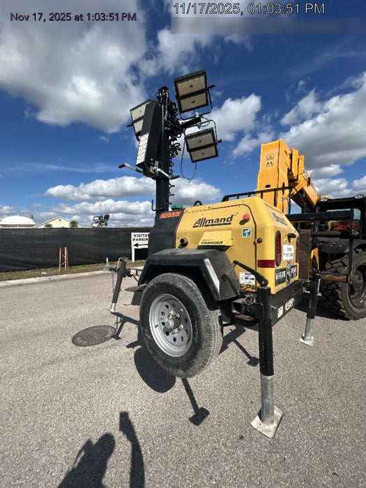 2022 Allmand NLV3GR (4) LED Light Fixture 350W, 23' Vertical Mast, 3kW Prime, Towable, ES Decals, T3