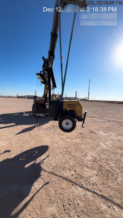 Allmand NLV3GR (4) LED Light Fixture 350W, 23' Vertical Mast, 3kW Prime, Towable, Deep Sea L401, Leveling Jacks, Yanmar T4F 5.8hp