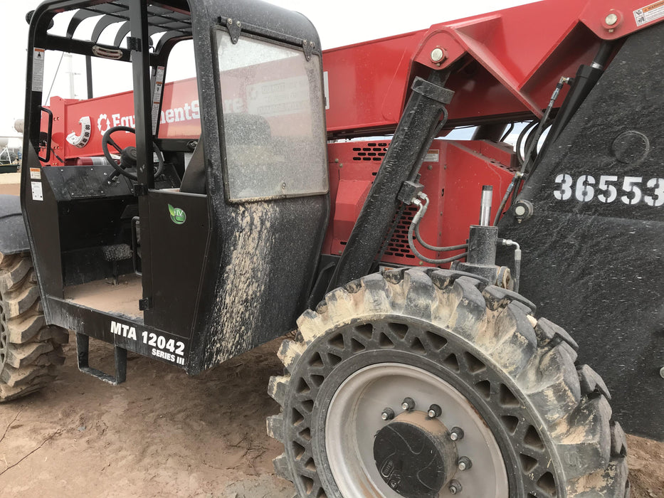 2019 Manitou 12042 Canopy, 120 HP , Solid Tires, Work Lights, Lift Hook, Auxiliary Hydraulics 66" Carriage and 60" Forks