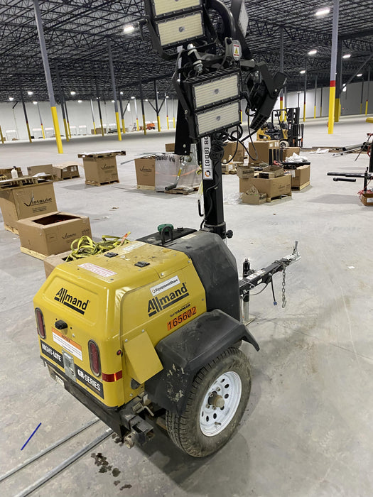 2021 Allmand NLV3GR (4) LED Light Fixture 350W, 23' Vertical Mast, 3kW Prime, Towable, Deep Sea L401, Leveling Jacks, Yanmar T4F 5.8hp