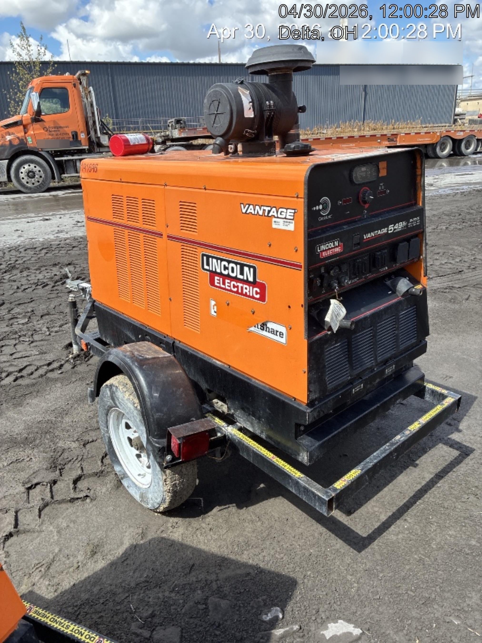 2021 Lincoln Electric Vantage 549X Ready Pak 3, ORANGE (includes trailer, cable rack, fender light kit)