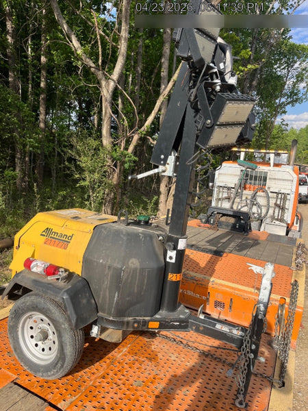 2022 Allmand NLV3GR (4) LED Light Fixture 350W, 23' Vertical Mast, 3kW Prime, Towable, Deep Sea L401, Leveling Jacks, Yanmar T4F 5.8hp