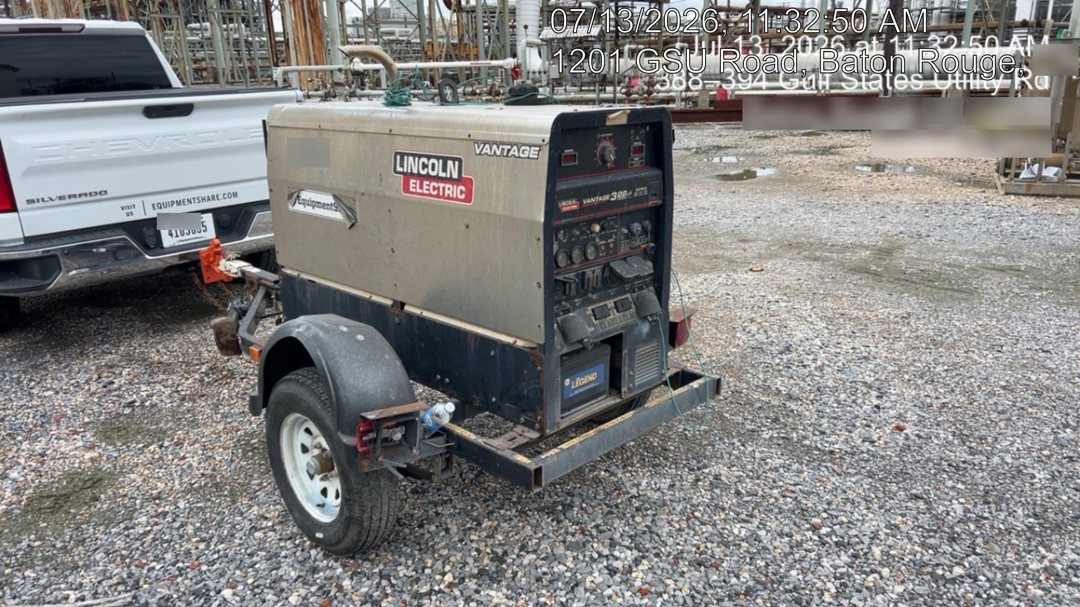 2019 Lincoln Electric Vantage 322 Welder Ready-Pak 3, Two wheel trailer, Fender and Light kit, Cable Rack