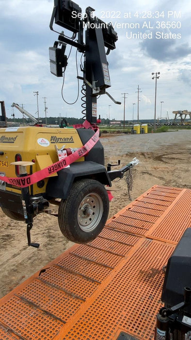 2022 Allmand NLV3GR (4) LED Light Fixture 350W, 23' Vertical Mast, 3kW Prime, Towable, Deep Sea L401, Leveling Jacks, Yanmar T4F 5.8hp