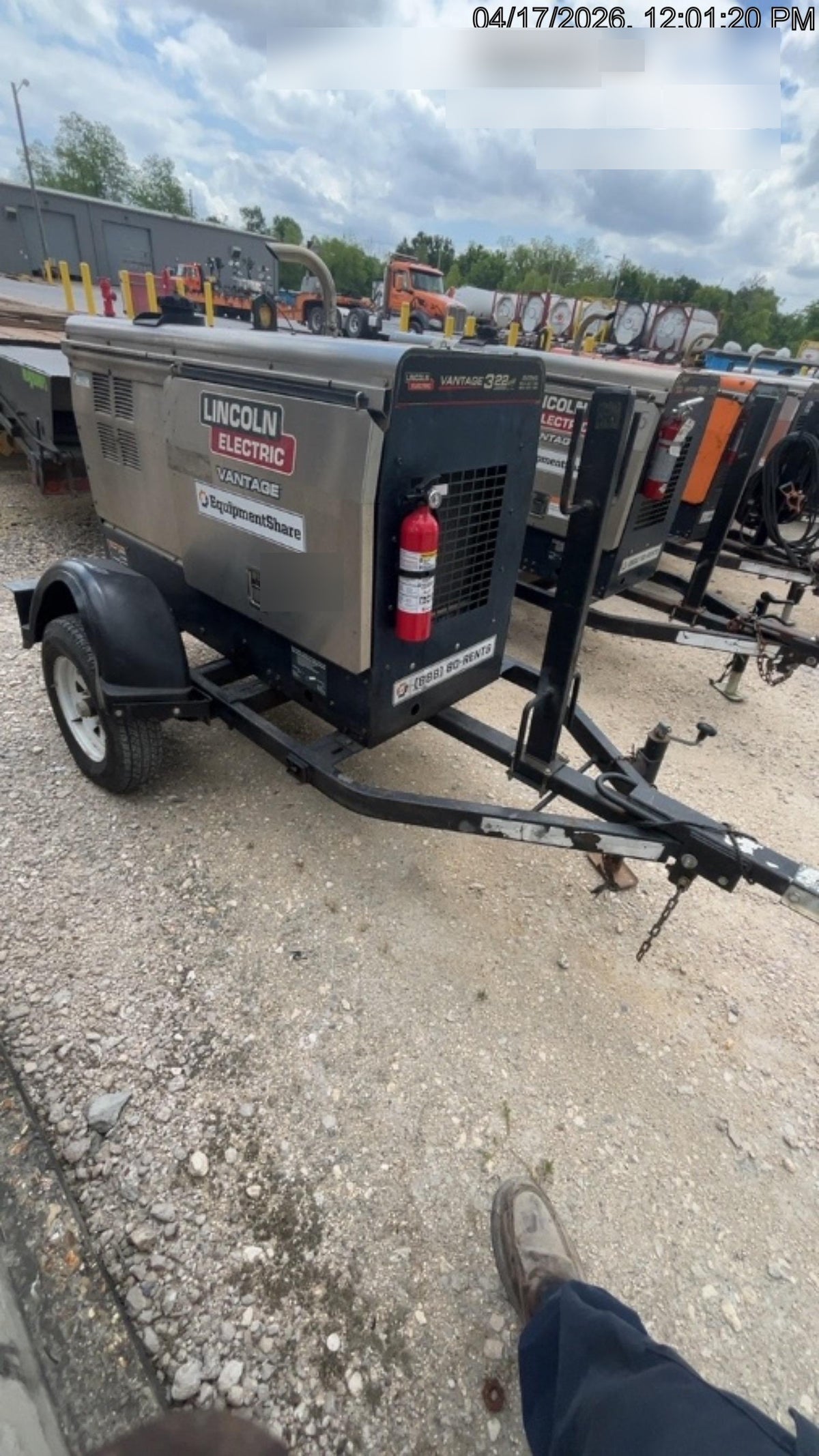 2019 Lincoln Electric Vantage 322 Ready-Pak 3, Two Wheel Trailer, Fender and Light Kit, Cable Rack