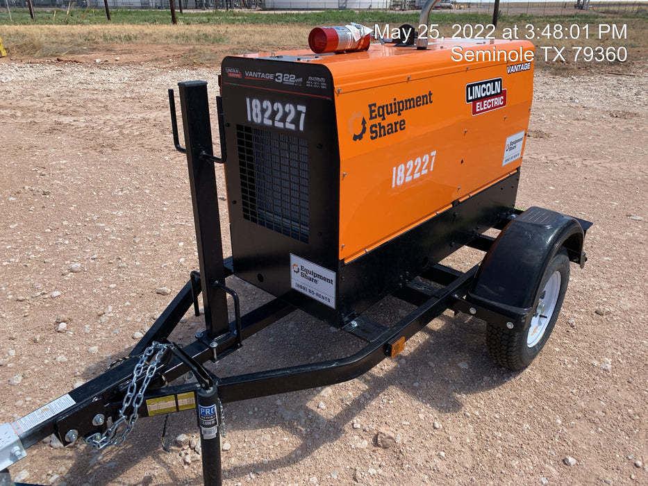 2021 Lincoln Electric Vantage 322 Vantage 322 Ready Pak 3 w/ Decals, ORANGE (includes trailer, cable rack, fender light kit) NO Telematics