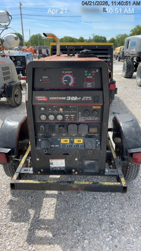 2021 Lincoln Electric Vantage 322 Vantage 322 Ready Pak 3 w/ Decals, ORANGE (includes trailer, cable rack, fender light kit) NO Telematics
