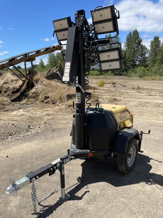 2022 Allmand NLV3GR (4) LED Light Fixture 350W, 23' Vertical Mast, 3kW Prime, Towable, Deep Sea L401, Leveling Jacks, Yanmar T4F 5.8hp