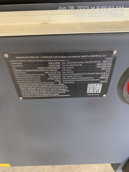 2022 ATLAS COPCO QAS 125