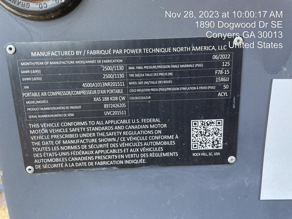 2022 ATLAS COPCO XAS188 CWK