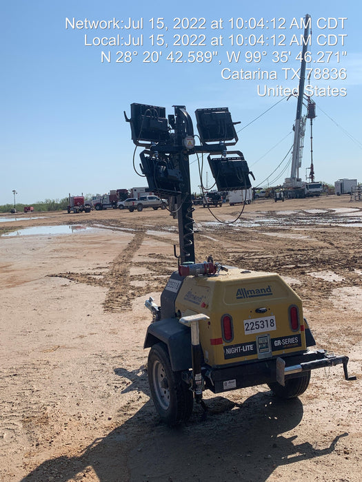 2022 Allmand NLV3GR (4) LED Light Fixture 350W, 23' Vertical Mast, 3kW Prime, Towable, Deep Sea L401, Leveling Jacks, Yanmar T4F 5.8hp