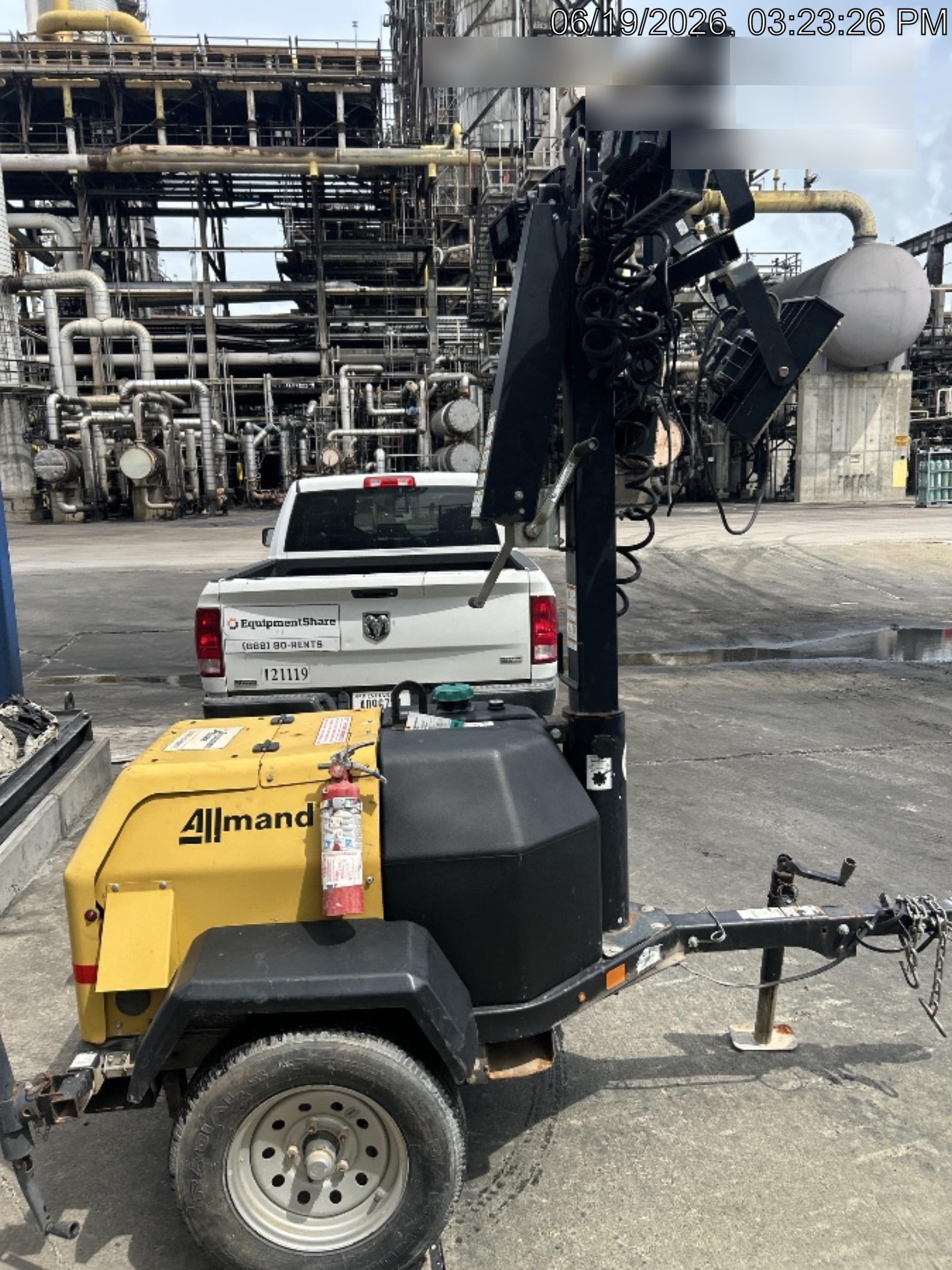 2022 Allmand NLV3GR (4) LED Light Fixture 350W, 23' Vertical Mast, 3kW Prime, Towable, Deep Sea L401, Leveling Jacks, Yanmar T4F 5.8hp