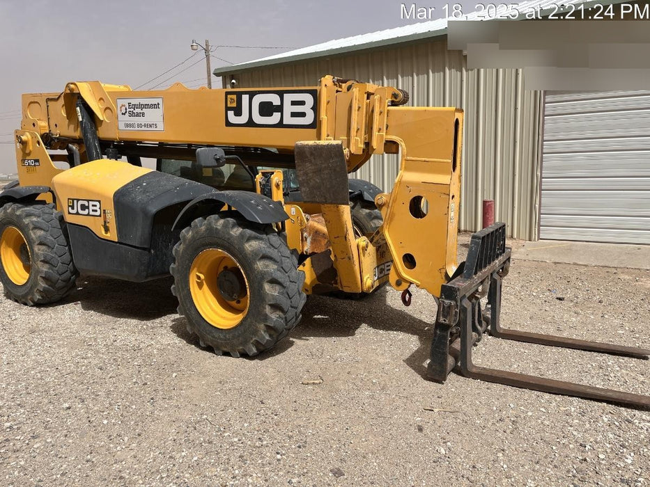 2019 JCB 510-56 74 HP w/CAB/HVAC, Beacon, Worklights, Aux Hydraulics, Foam Filled Tires w/60" Carriage/Forks