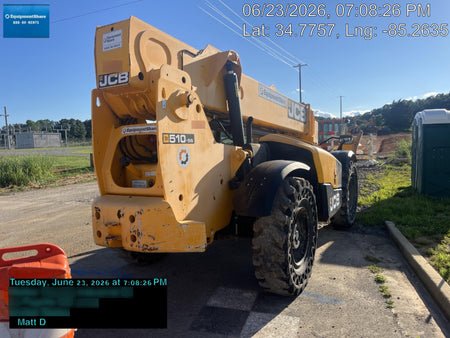 2019 JCB 510-56 Canopy, 74 HP, Solid Tires, STD Worklight, Beacon, Aux Hydraulics, Lifting Eye, Back up Alarm w/66" Carriage/60" Forks