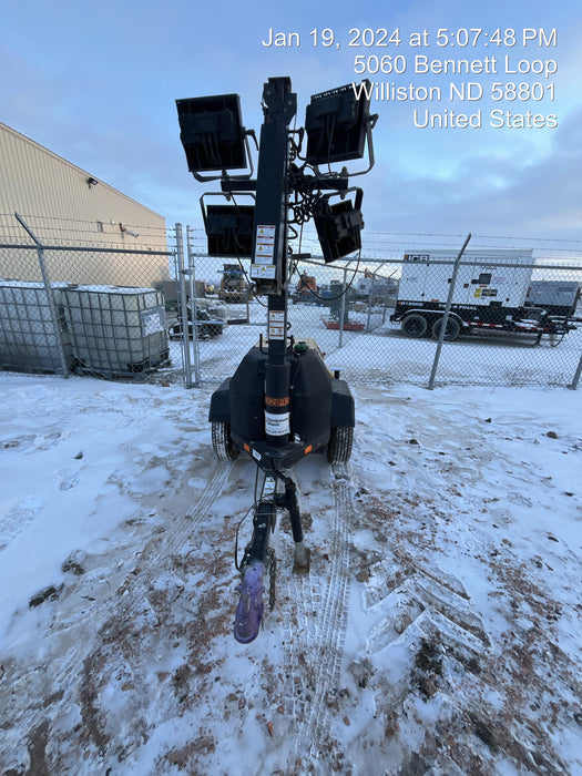 2022 Allmand NLV3GR (4) LED Light Fixture 350W, 23' Vertical Mast, 3kW Prime, Towable, Deep Sea L401, Leveling Jacks, Yanmar T4F 5.8hp