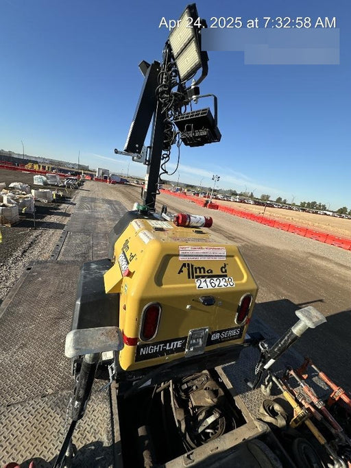 2022 Allmand NLV3GR (4) LED Light Fixture 350W, 23' Vertical Mast, 3kW Prime, Towable, Deep Sea L401, Leveling Jacks, Yanmar T4F 5.8hp