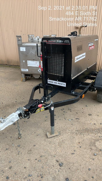 2019 Lincoln Electric Vantage 322 Ready-Pak 3, Two Wheel Trailer, Fender and Light Kit, Cable Rack
